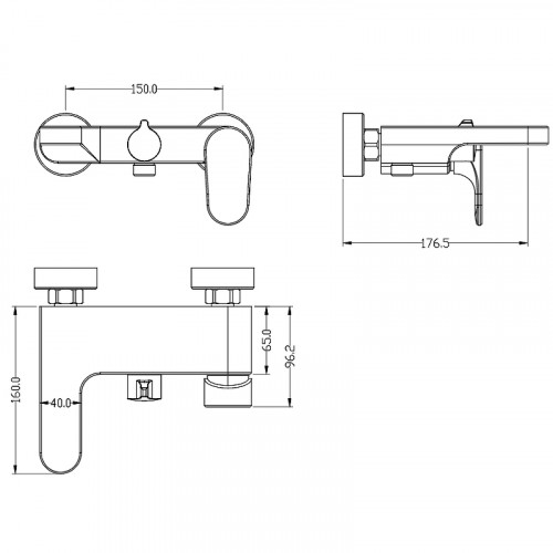 Смеситель для ванны Boheme Spectre 453-GM Оружейная сталь латунь на стену