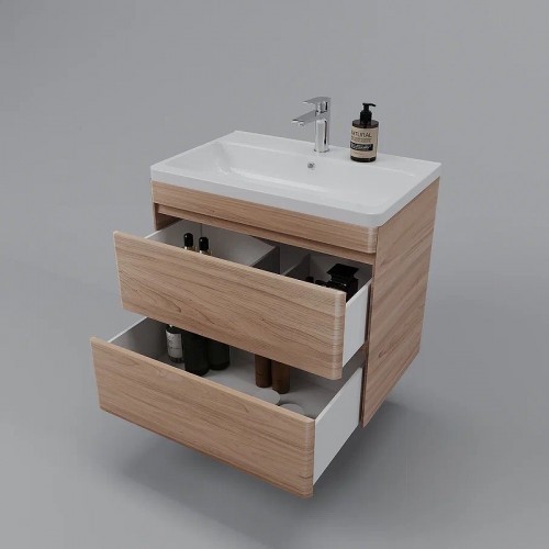 Тумба под раковину Style Line Атлантика 70 Люкс Plus СС-00002341 подвесная Ясень перламутр МДФ / ЛДСП