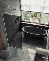 Душевая перегородка Maybah Glass MGD-687-1у 1190х1950 в узком профиле Белый стекло графитовое матовое