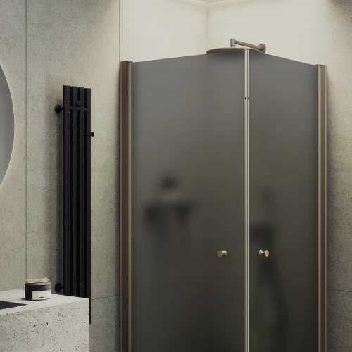Душевой уголок Maybah Glass MGY-1299-2 900x900x1980 на монопетлях Бронза стекло графитовое матовое