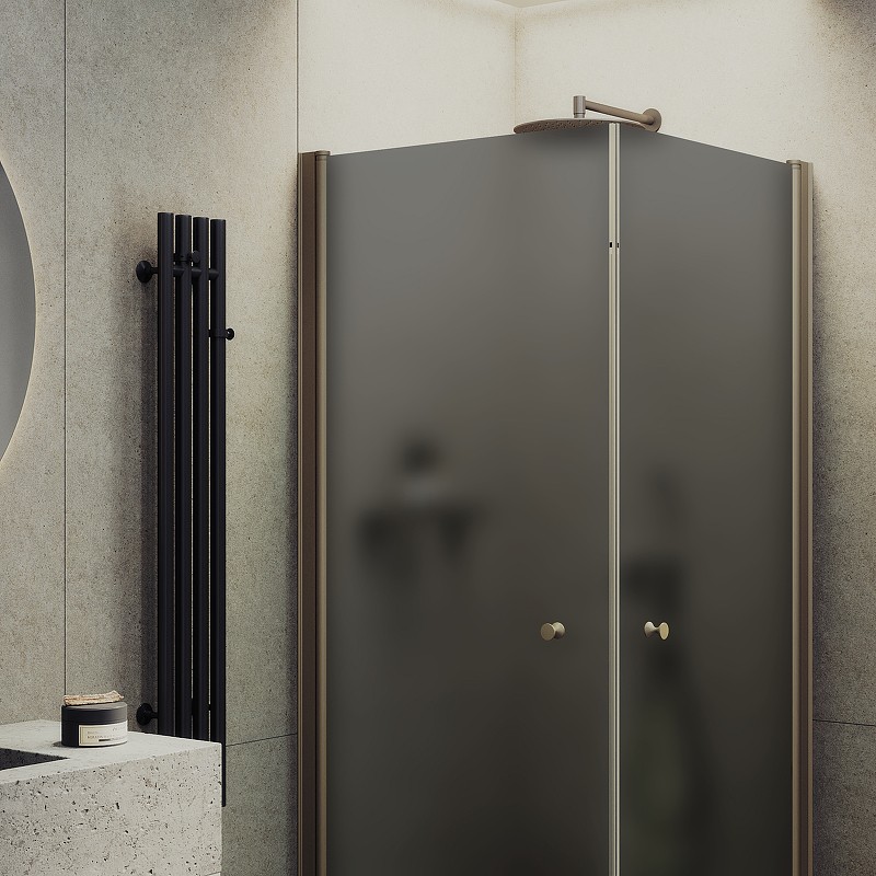Душевой уголок Maybah Glass MGY-1299-2 900x900x1980 на монопетлях Бронза стекло графитовое матовое