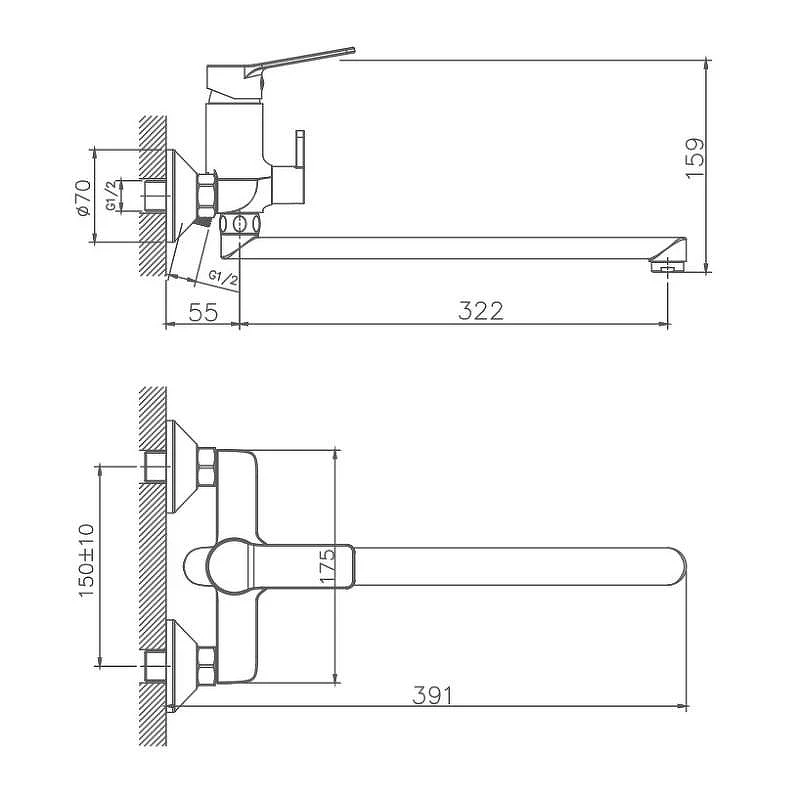 Смеситель для ванны Maretti Viola VA22RF572-D универсальный цвет Хром