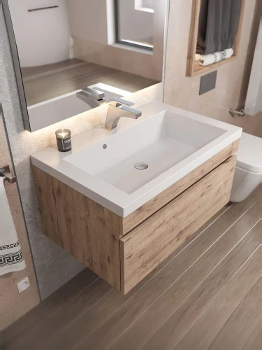 Тумба с раковиной Uperwood Eva 75 3930313471 подвесная цвет Крафт Табачный