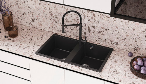 Смеситель для кухни Ulgran Classic U-024 Черный матовый латунь