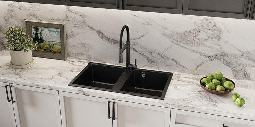 Смеситель для кухни Ulgran Classic U-024 Черный матовый латунь