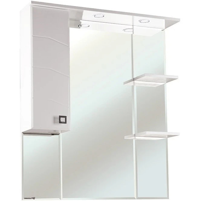 Зеркало со шкафом Bellezza Джулия 75 L 4611212002018 с подсветкой L Белое МДФ / ЛДСП, стекло