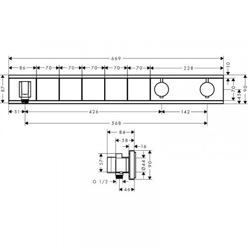 Смеситель для душа Hansgrohe RainSelect 15358000 с термостатом Хром латунь встраиваемый