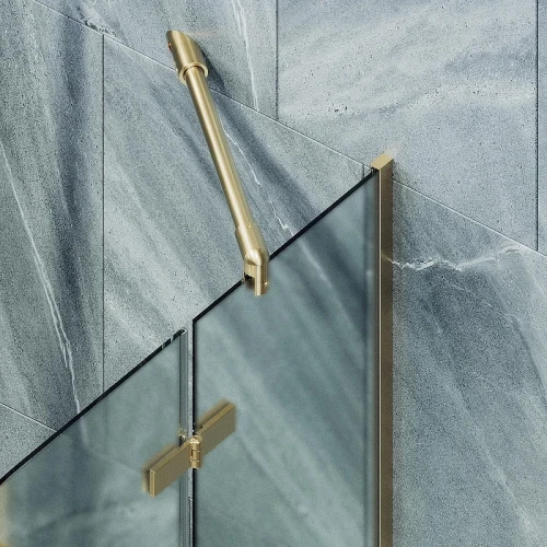 Шторка для ванны Maybah Glass MGV-661-3 690х1400 поворотная с добором Золото стекло сатиновое