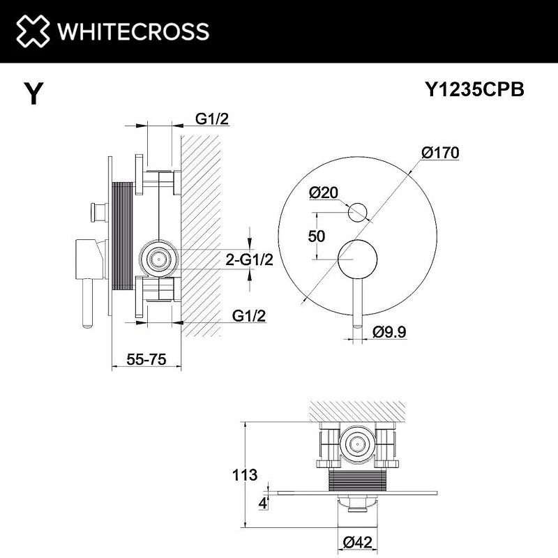 Смеситель для душа Whitecross Y copper brushed Y1235CPB цвет Медь брашированная