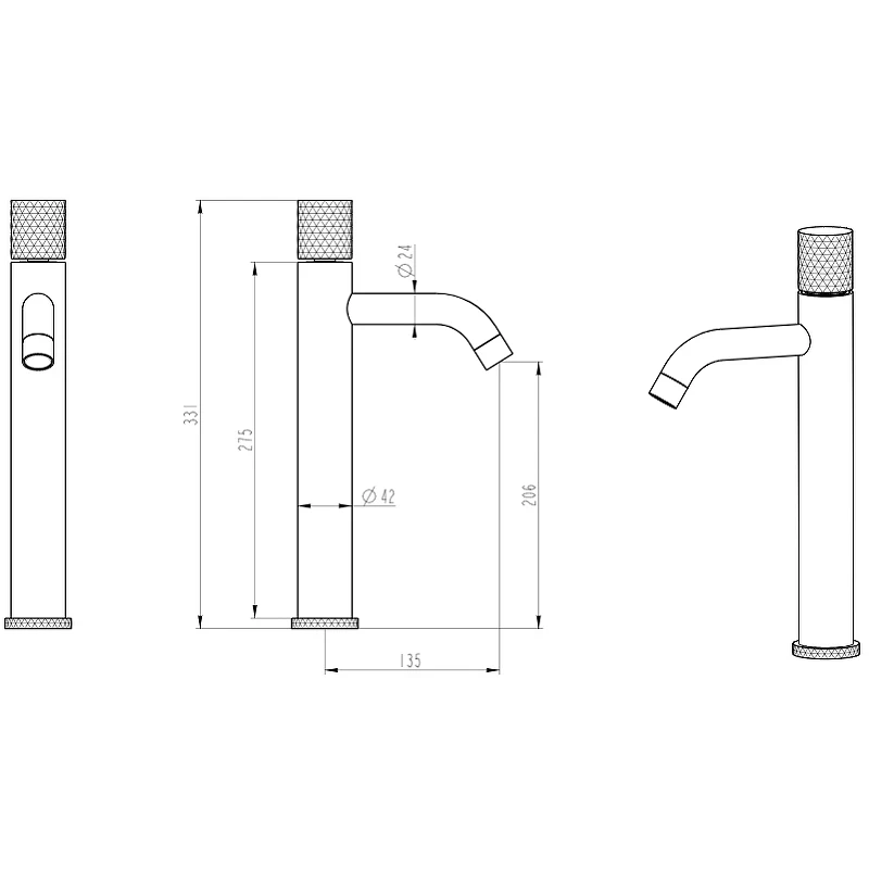 Смеситель для раковины Boheme Stick 122-BB.2 Черный матовый латунь