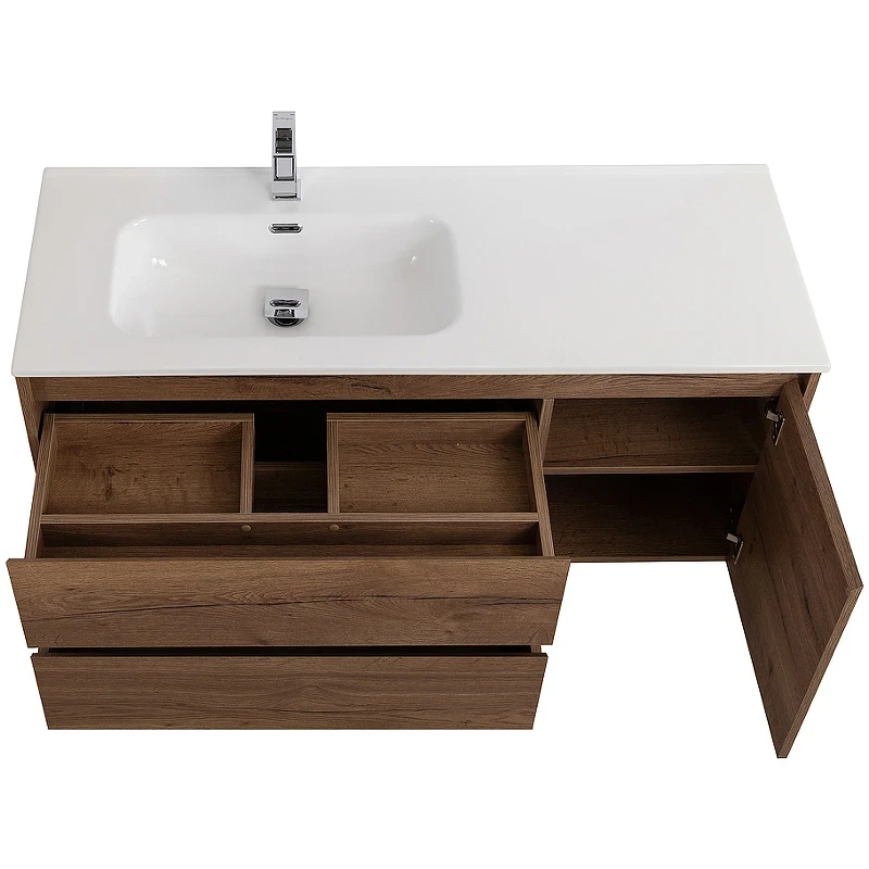 Тумба под раковину BelBagno Kraft 120 L KRAFT-1200-2C-1A-SO-RT-L подвесная Rovere Tabacco МДФ / ЛДСП