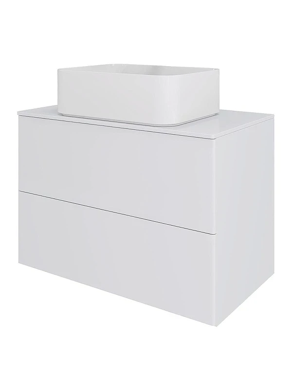 Тумба с раковиной Orange Otto 75 Ot-75TuMDF+B02-460W подвесная цвет Белый глянец