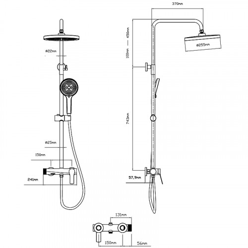 Душевая система Vincea Arco VSFS-4AR1CH Хром латунь на стену