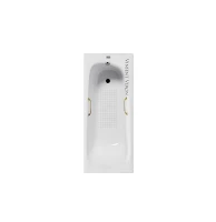 Чугунная ванна Vinsent Veron Concept 170x70 VCO1707042H/VH0012GD-AS цвет Белый с квадратными золотыми ручками и антискользящим покрытием