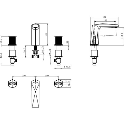 Смеситель для раковины Boheme Venturo 150-WG-TOUCH Белый Золото латунь
