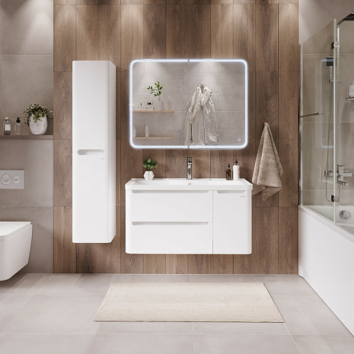 Тумба под раковину Grossman Адель 100 1010001 подвесная Белая МДФ / ЛДСП