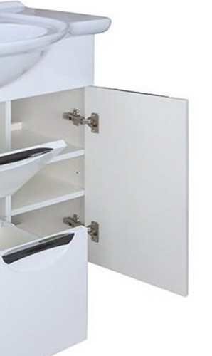 Тумба под раковину Bellezza Глория 85 4638514100013 с бельевой корзиной Белая МДФ / ЛДСП