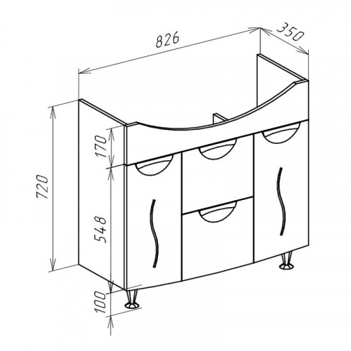 Тумба под раковину Bellezza Глория 85 4638514100013 с бельевой корзиной Белая МДФ / ЛДСП