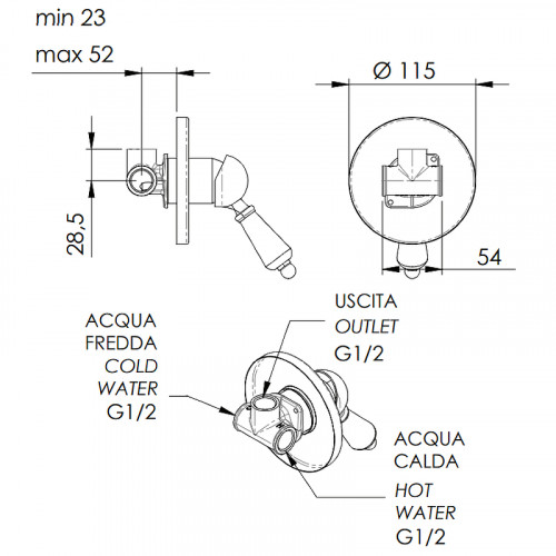 Смеситель для душа Remer Liberty LV30 Хром латунь встраиваемый