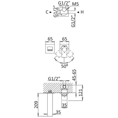 Смеситель для раковины Cezares Porta PORTA-BLI2-SR Sunrise латунь встраиваемый
