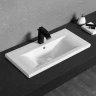 Раковина CeramaLux 80 9393-80 Белая фаянс полувстраиваемая
