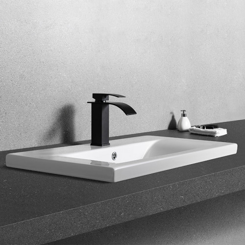 Раковина CeramaLux 80 9393-80 Белая фаянс полувстраиваемая