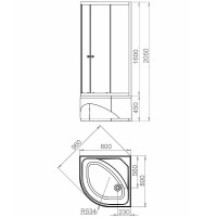 Душевой уголок Melodia della vita Segment High 80x80 MSETWSH8080Twt профиль Белый стекло прозрачное