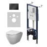 Унитаз с инсталляцией AM.PM Spirit V2.0 Aquaspin IS90238.701900 цвет Белый с сиденьем Микролифт и клавишей смыва цвет Черный матовый