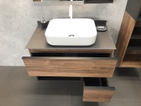 Тумба с раковиной Comforty Штутгарт 90 00-00002868 подвесная Дуб темно-коричневый Черная матовая МДФ / ЛДСП