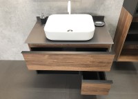 Тумба с раковиной Comforty Штутгарт 90 00-00002868 подвесная Дуб темно-коричневый Черная матовая МДФ / ЛДСП