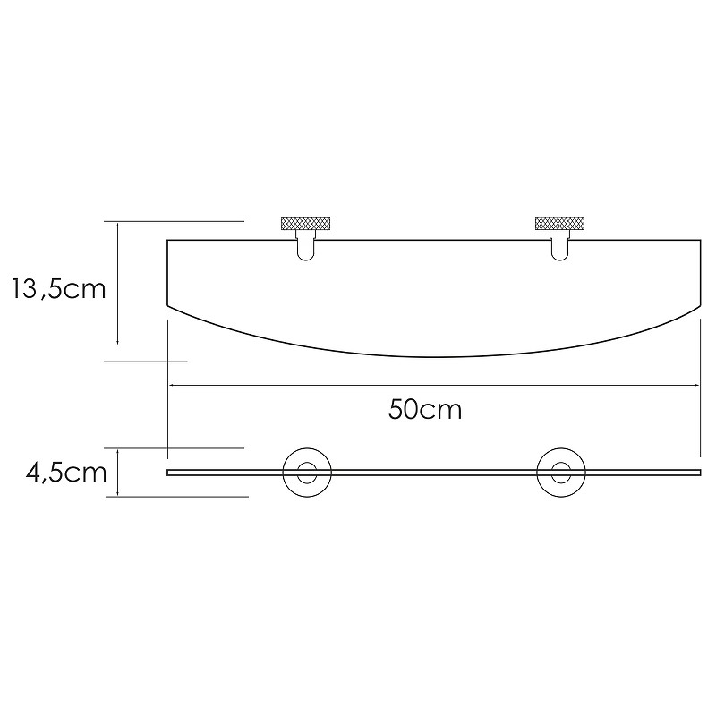 Стеклянная полка WasserKRAFT Tauber K-64424 Никель