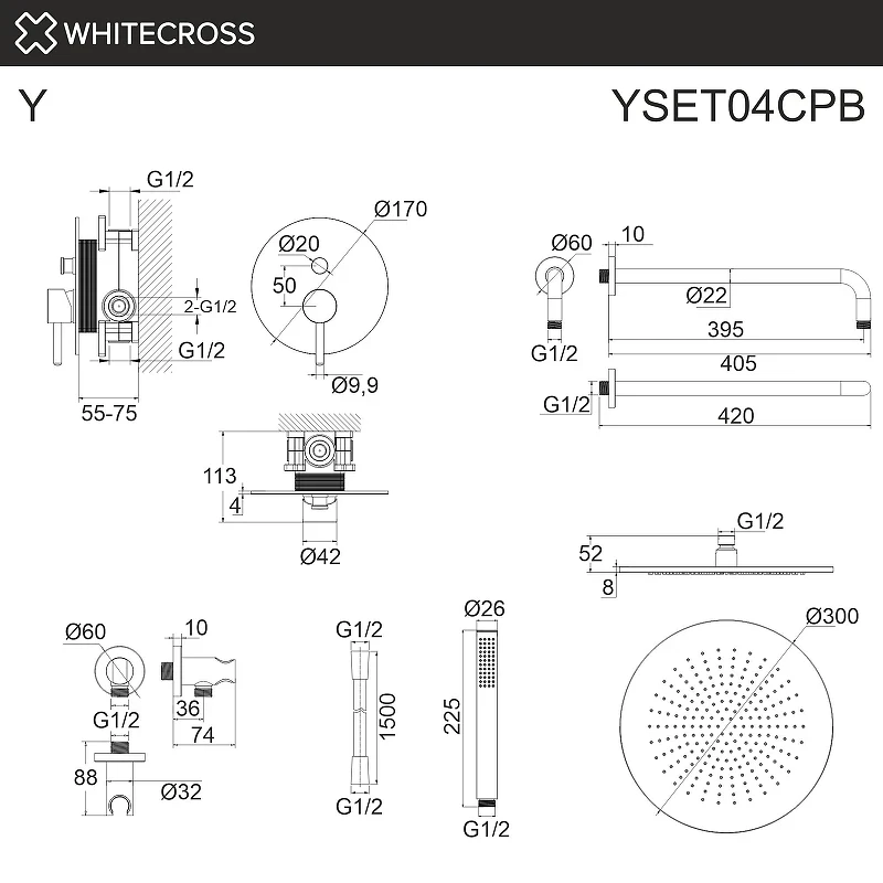 Душевая система Whitecross Y copper brushed YSET04CPB цвет Медь брашированная