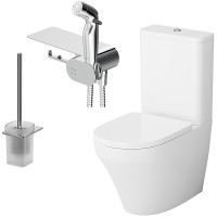 Унитаз компакт AM.PM Inspire CK50C1704W с гигиеническим душем и ершиком с бачком и сиденьем Микролифт фарфор напольный