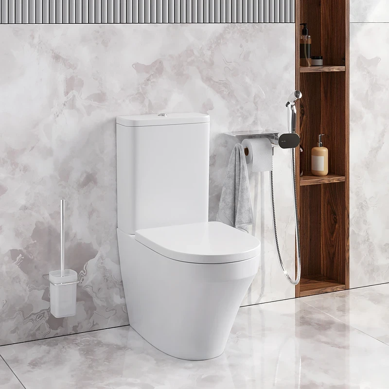 Унитаз компакт AM.PM Inspire CK50C1704W с гигиеническим душем и ершиком с бачком и сиденьем Микролифт фарфор напольный