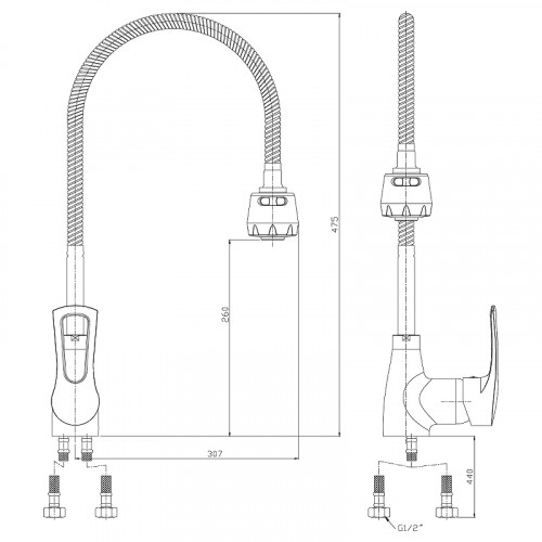 Смеситель для кухни Rossinka T40-26 Хром латунь