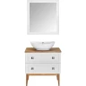 Зеркало ASB-Woodline Каталина 80 White 12082 с подсветкой Белое массив дерева, стекло