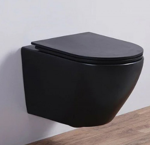 Унитаз CeramaLux 5177MB подвесной Черный матовый с сиденьем Микролифт фаянс подвесной