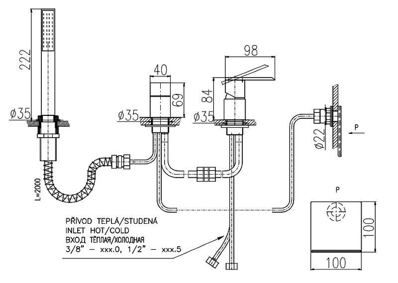Смеситель на борт ванны Rav Slezak Loira LR563.5P Хром латунь