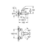 Смеситель для ванны Grohe BauCurve 23599000 Хром латунь на стену