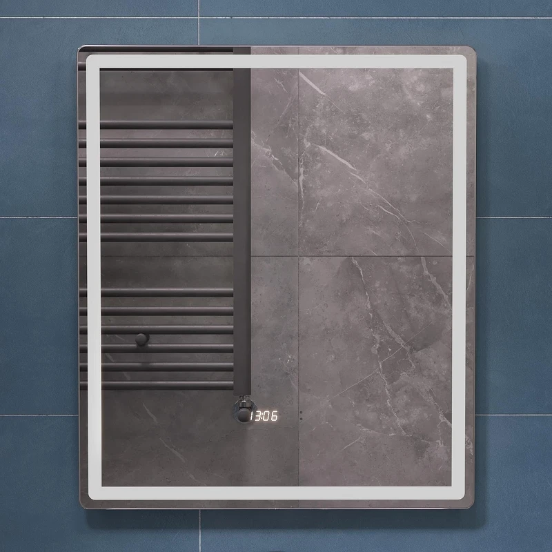 Зеркало Vigo Geometry Luxe 60 208 с подсветкой с бесконтактным выключателем с диммером с подогревом и часами