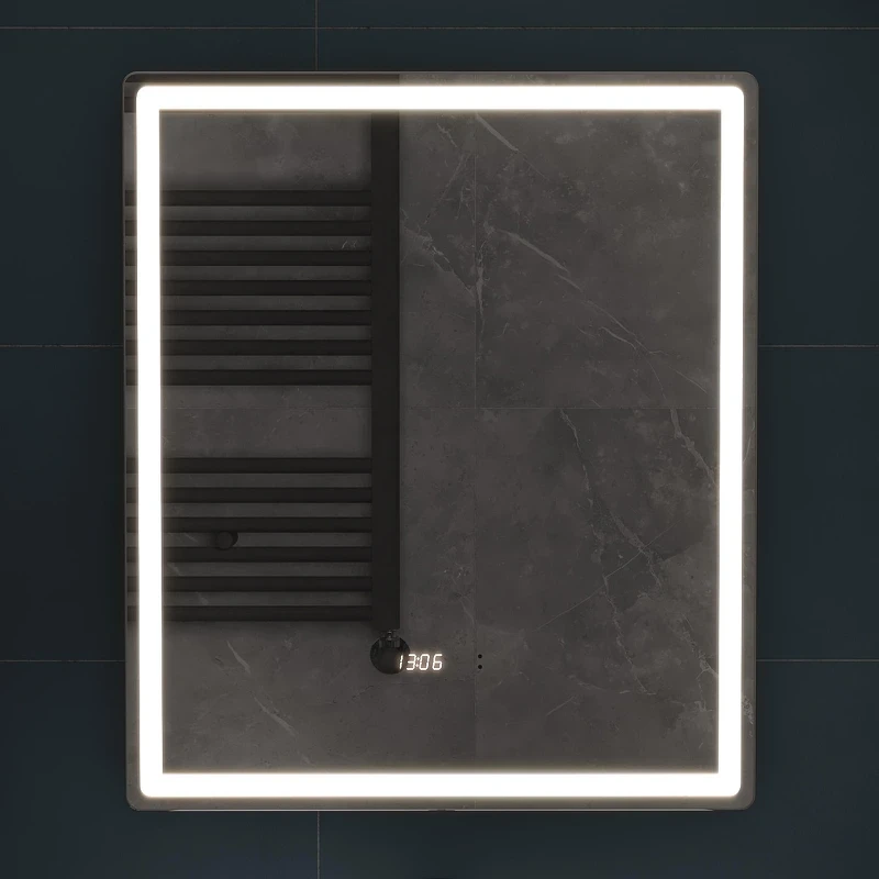 Зеркало Vigo Geometry Luxe 60 208 с подсветкой с бесконтактным выключателем с диммером с подогревом и часами
