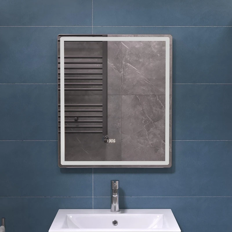 Зеркало Vigo Geometry Luxe 60 208 с подсветкой с бесконтактным выключателем с диммером с подогревом и часами