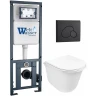 Комплект унитаза с инсталляцией WeltWasser MARBERG 410 + TELBACH 004 GL-WT + MAR 410 RD MT-BL 10000011127 цвет Белый глянцевый с сиденьем Микролифт и клавишей смыва цвет Черный матовый