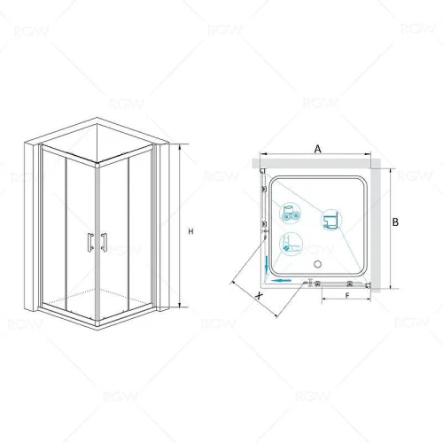 Душевой уголок RGW Passage 80x80 02913199-11 профиль цвет Хром стекло прозрачное