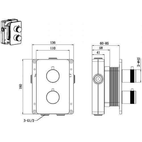 Смеситель для душа Allen Brau Priority 5.31213-BN с термостатом Никель брашированный латунь встраиваемый