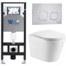 Комплект унитаза с инсталляцией WeltWasser AMBERG 506 + SALZBACH 043 GL-WT + AMBERG RD-MT CR 10000011501 цвет Белый глянцевый с сиденьем Микролифт и клавишей смыва цвет Хром матовый