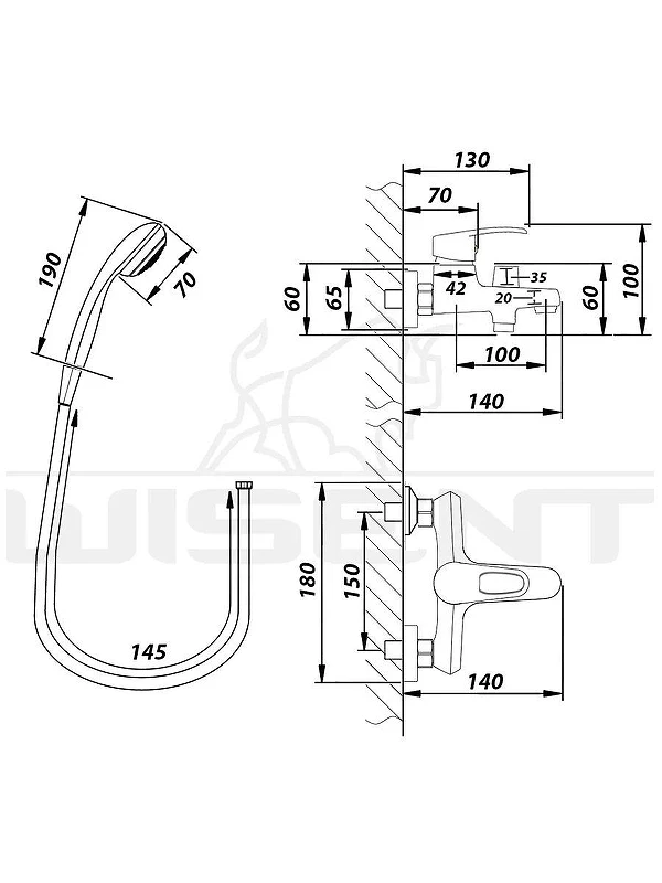 Смеситель для ванны Wisent W30215 цвет Хром
