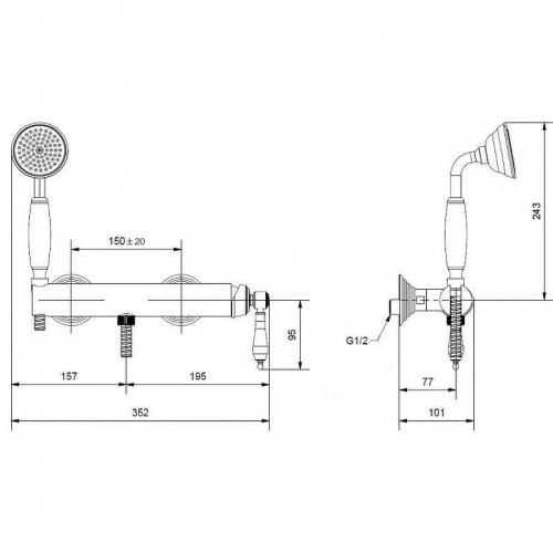 Смеситель для душа Cezares Aphrodite APHRODITE-DM-02-Bi Бронза латунь на стену