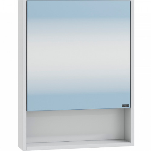 Зеркальный шкаф СанТа Сити 50 700336 с полкой Белый МДФ / ЛДСП, стекло