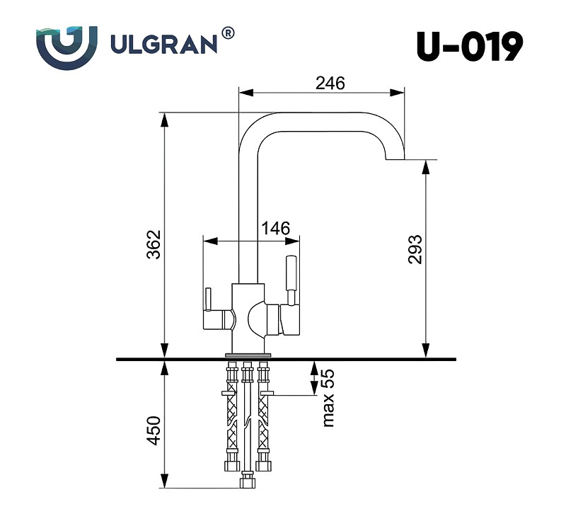 Смеситель для кухни Ulgran Classic U-019-344 Ультра-черный латунь